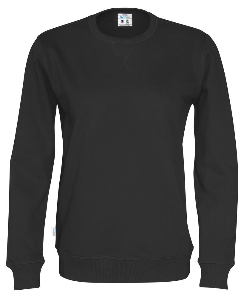 SWEATER CREW NECK UNISEX - GOTS GECERTIFICEERD — Zwart