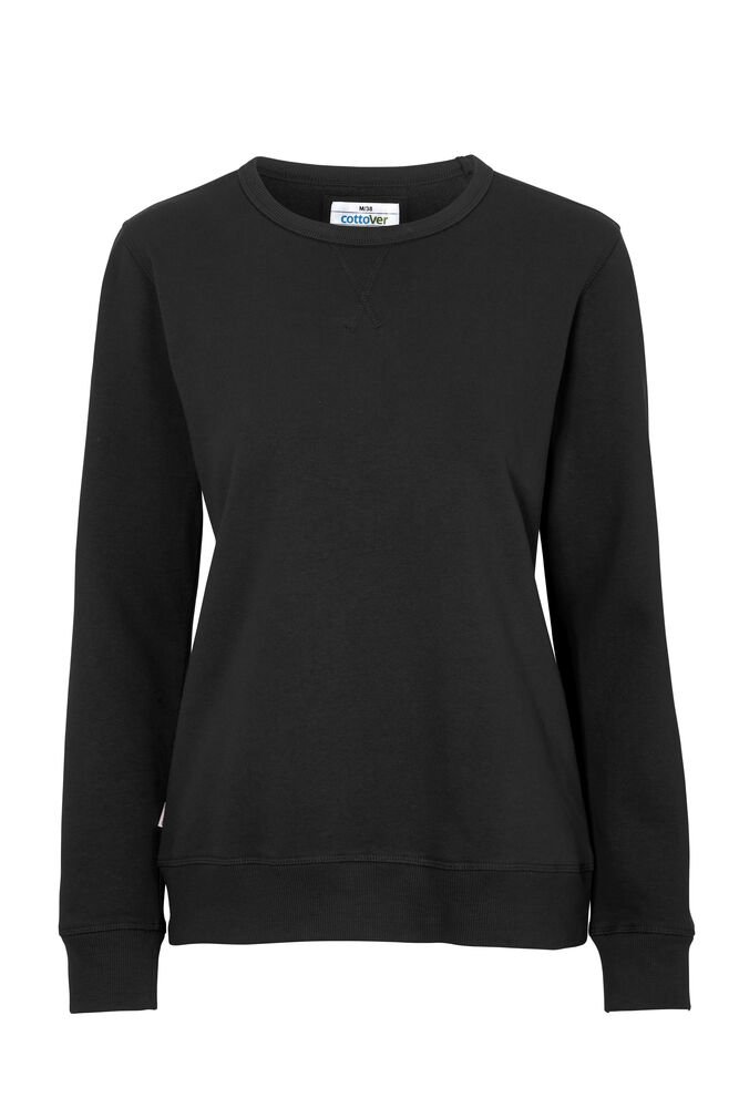 SWEATER CREW NECK LADY - GOTS GECERTIFICEERD — Zwart