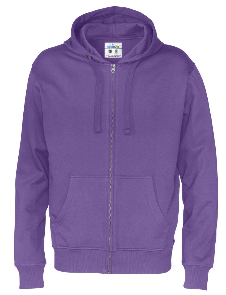 HOODIE FULL ZIP MAN - GOTS GECERTIFICEERD — Paars