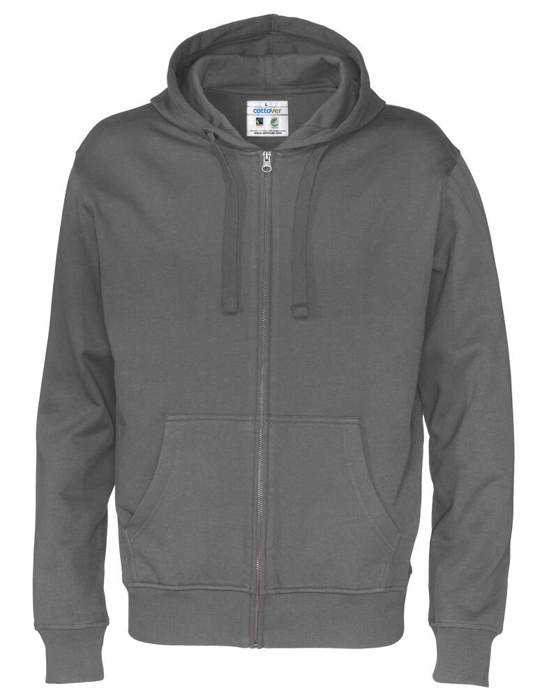 HOODIE FULL ZIP MAN - GOTS GECERTIFICEERD — Antraciet