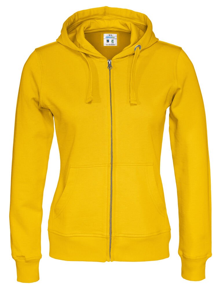 HOODIE FULL ZIP LADY - GOTS GECERTIFICEERD — Geel