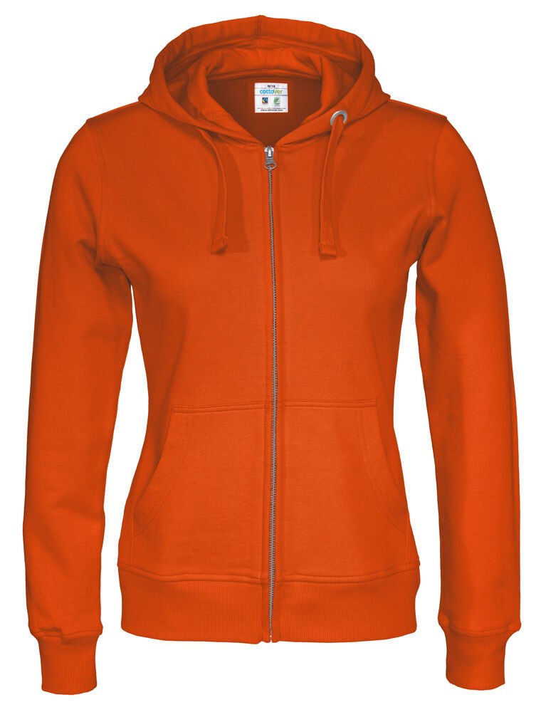 HOODIE FULL ZIP LADY - GOTS GECERTIFICEERD — Oranje