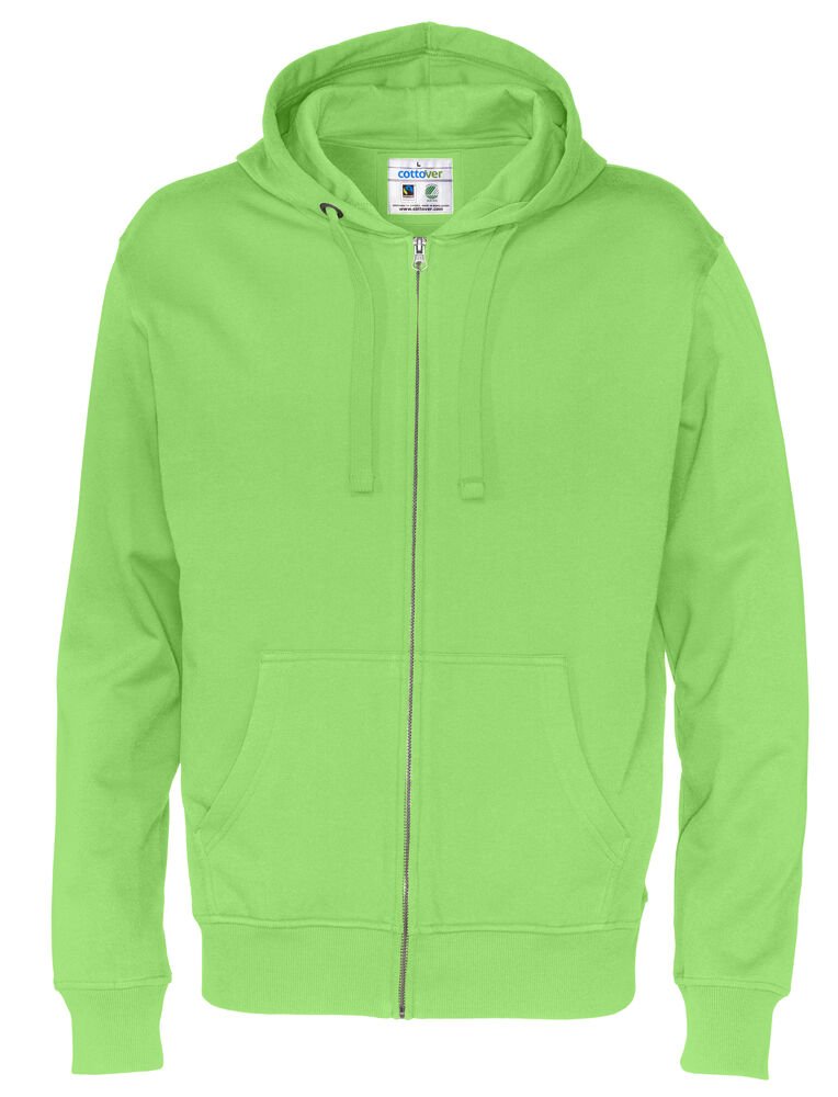 HOODIE FULL ZIP MAN - GOTS GECERTIFICEERD — Groen