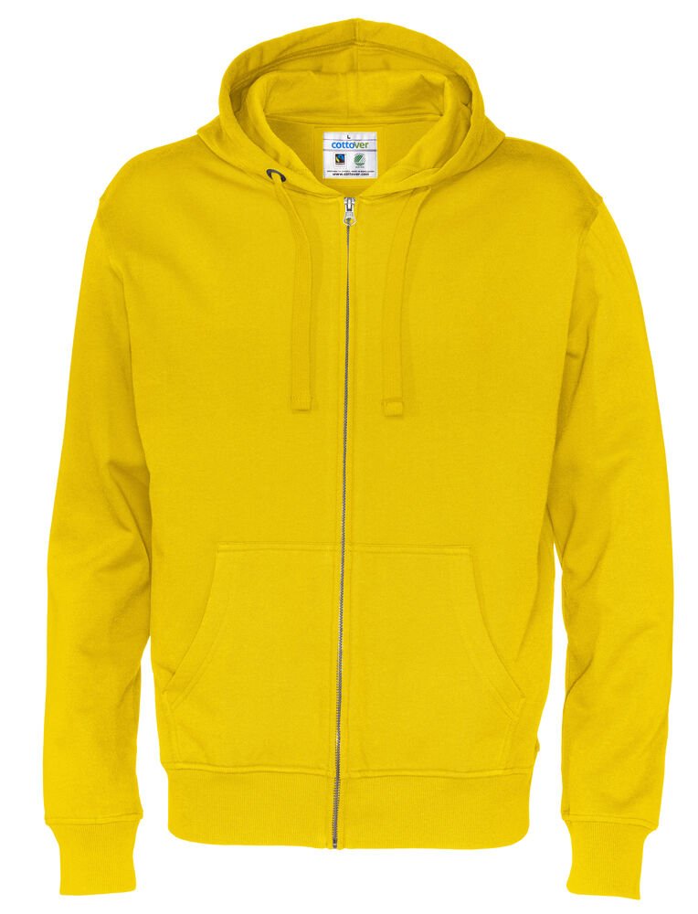 HOODIE FULL ZIP MAN - GOTS GECERTIFICEERD — Geel