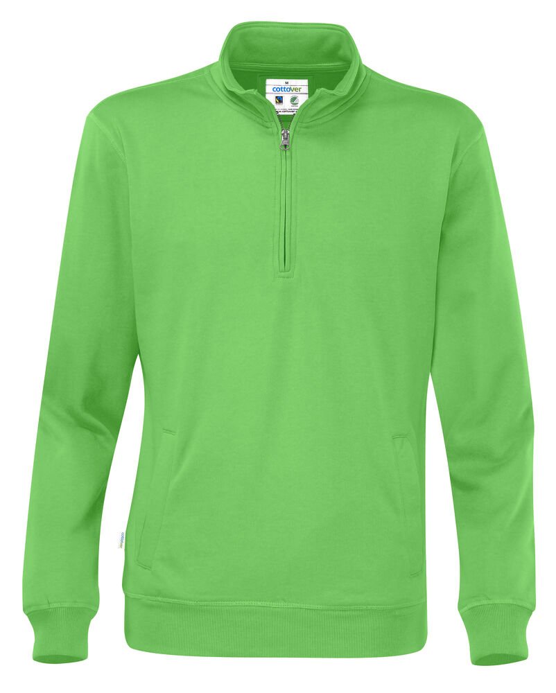 SWEATER HALF ZIP UNISEX - GOTS GECERTIFICEERD — Groen
