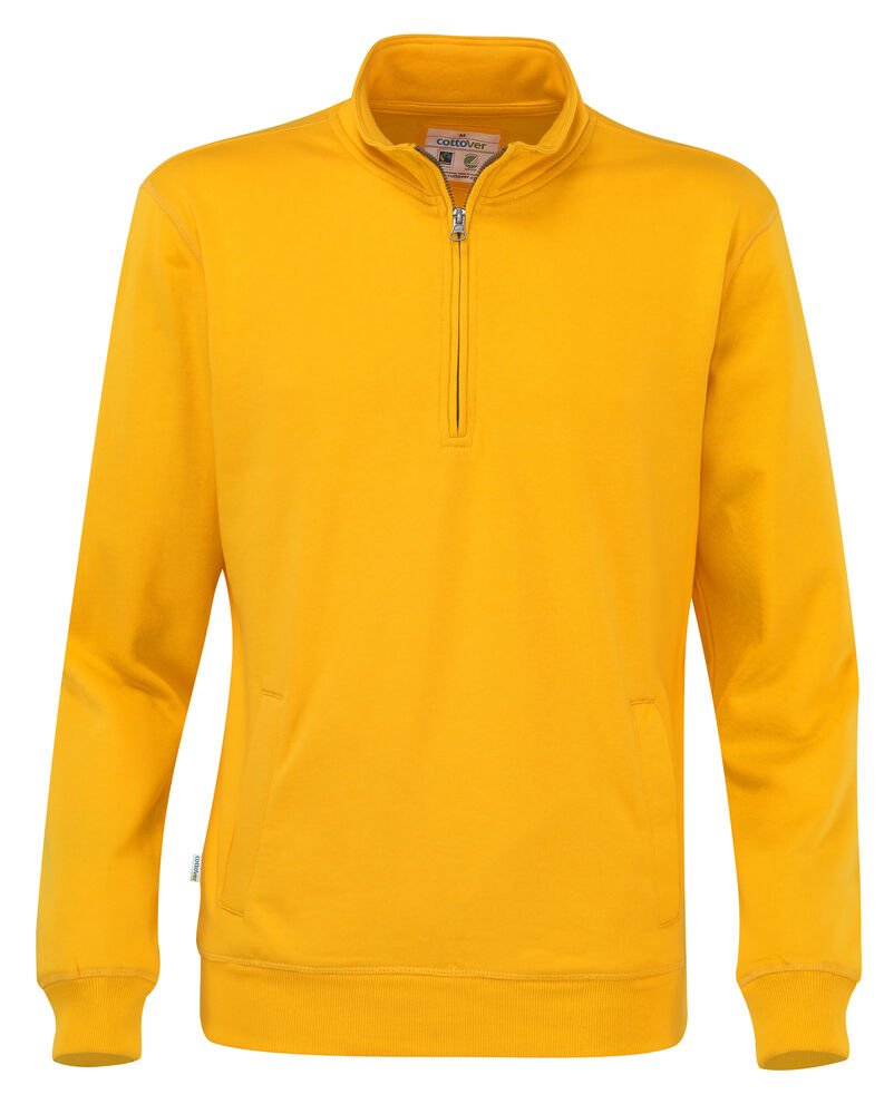 SWEATER HALF ZIP UNISEX - GOTS GECERTIFICEERD — Geel