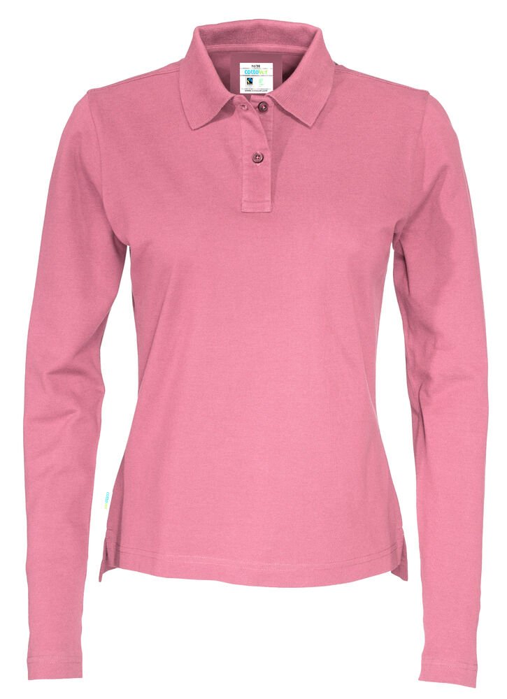 POLO PIQUE LONG SLEEVE LADY - GOTS GECERTIFICEERD — Roze