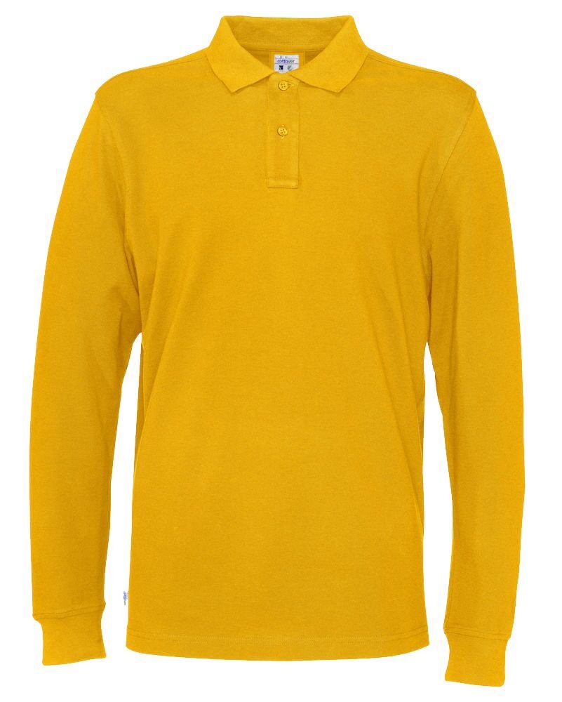 POLO PIQUE LONG SLEEVE MAN - GOTS GECERTIFICEERD — Geel