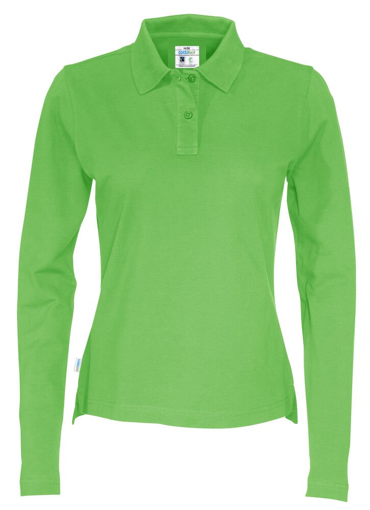 POLO PIQUE LONG SLEEVE LADY - GOTS GECERTIFICEERD — Groen