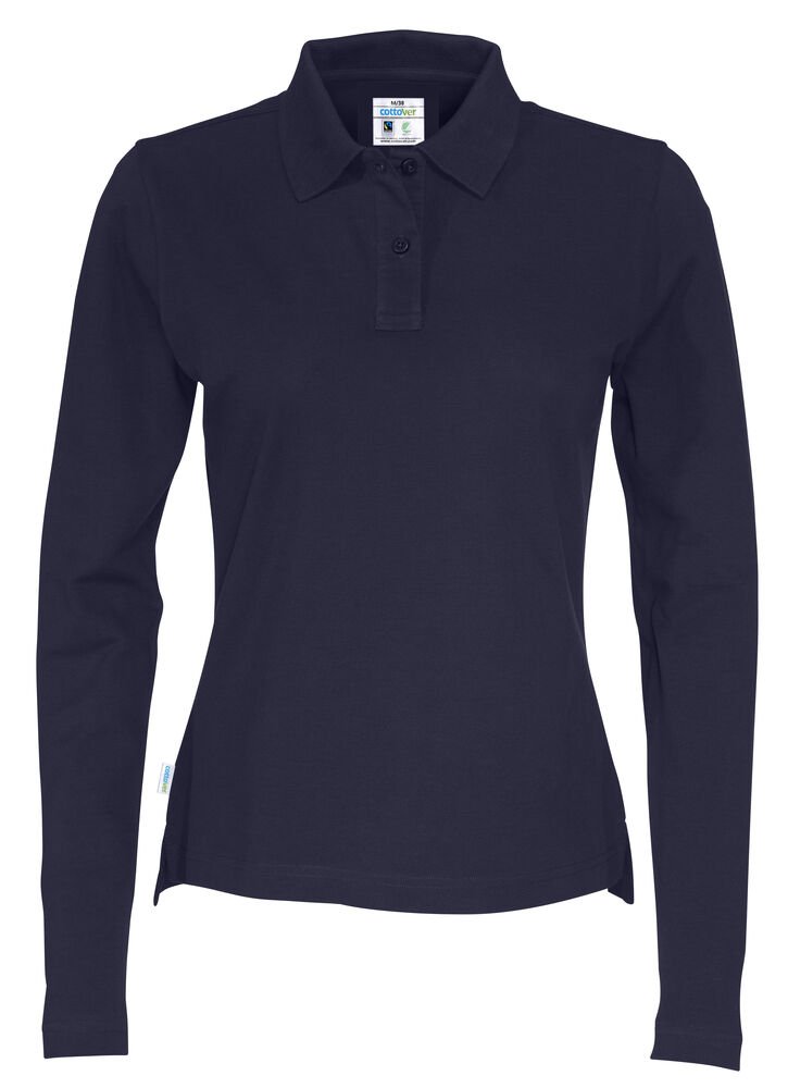 POLO PIQUE LONG SLEEVE LADY - GOTS GECERTIFICEERD — Marine