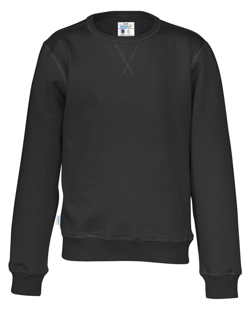 SWEATER CREW NECK KID - GOTS GECERTIFICEERD — Zwart