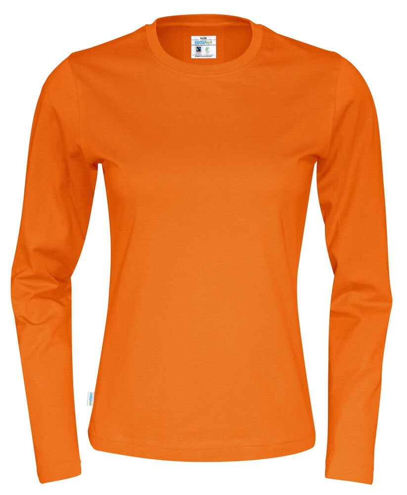 T-SHIRT LONG SLEEVE LADY - GOTS GECERTIFICEERD — Oranje