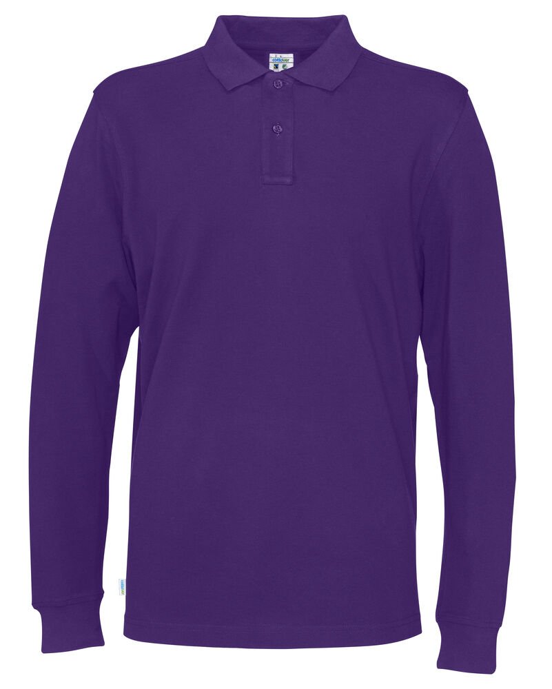 POLO PIQUE LONG SLEEVE MAN - GOTS GECERTIFICEERD — Paars
