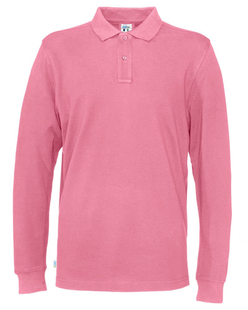 POLO PIQUE LONG SLEEVE MAN - GOTS GECERTIFICEERD — Roze