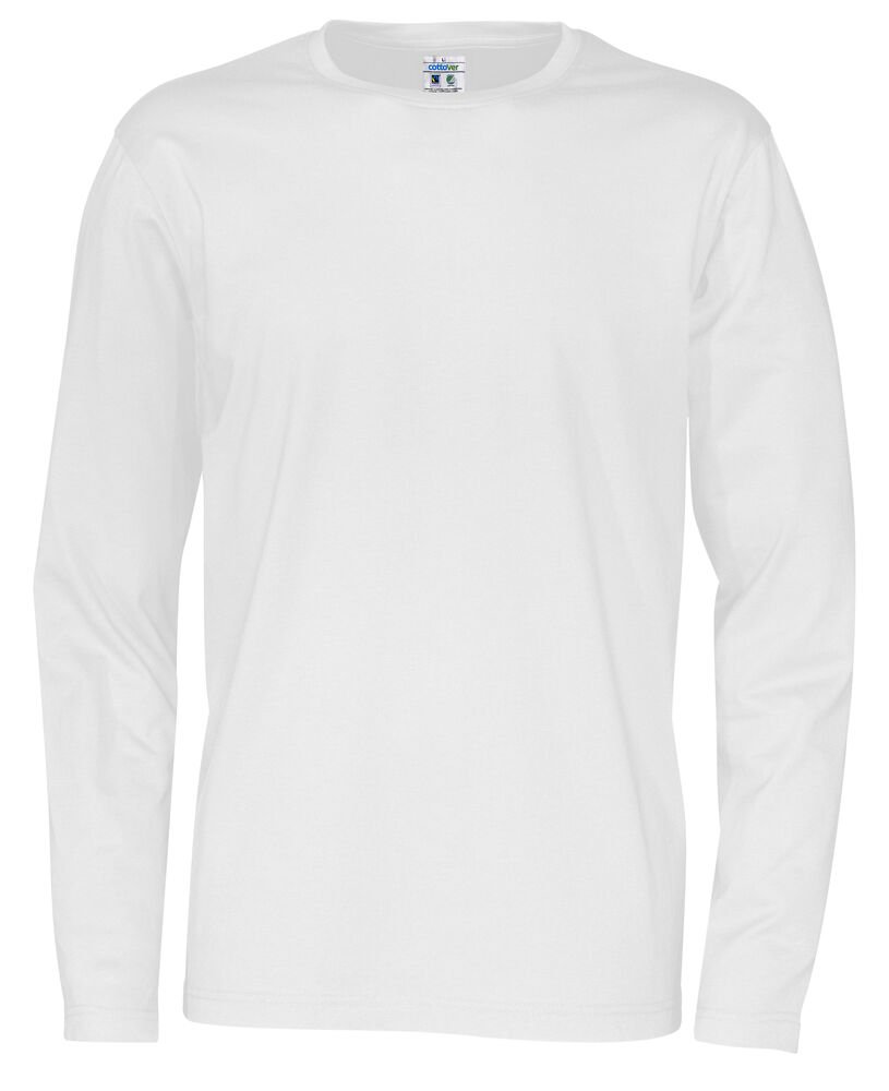 T-SHIRT LONG SLEEVE MAN - GOTS GECERTIFICEERD — Wit
