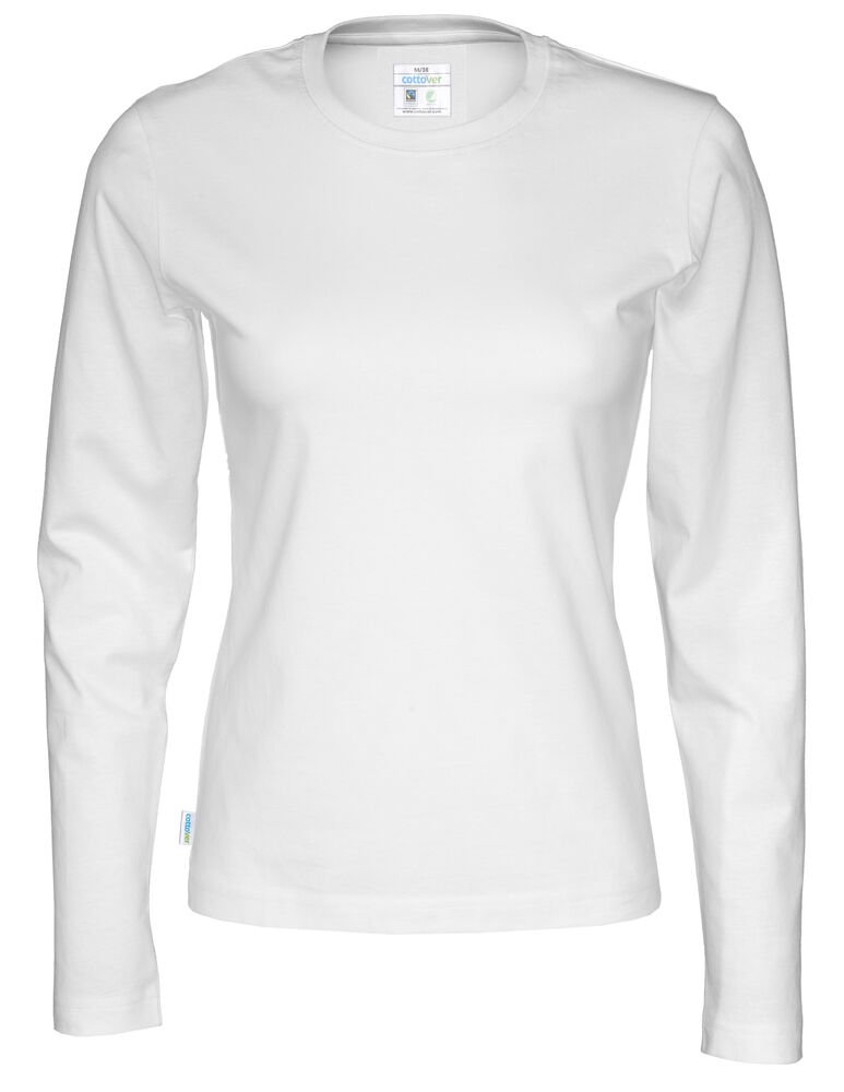 T-SHIRT LONG SLEEVE LADY - GOTS GECERTIFICEERD — Wit
