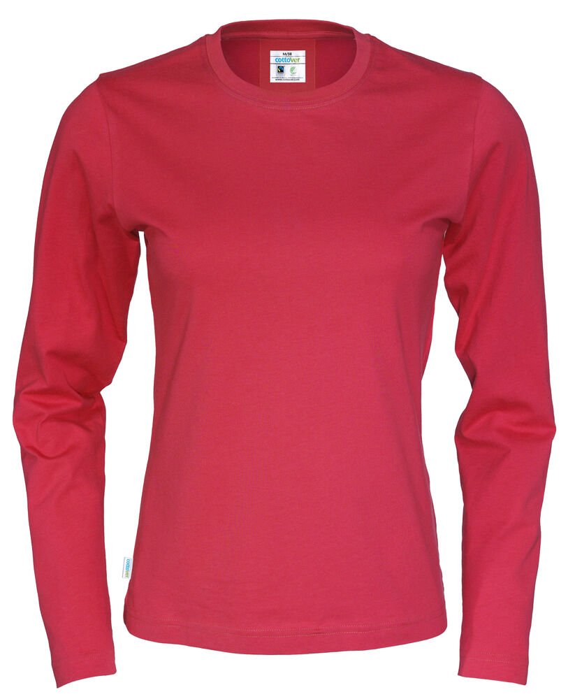 T-SHIRT LONG SLEEVE LADY - GOTS GECERTIFICEERD — Rood