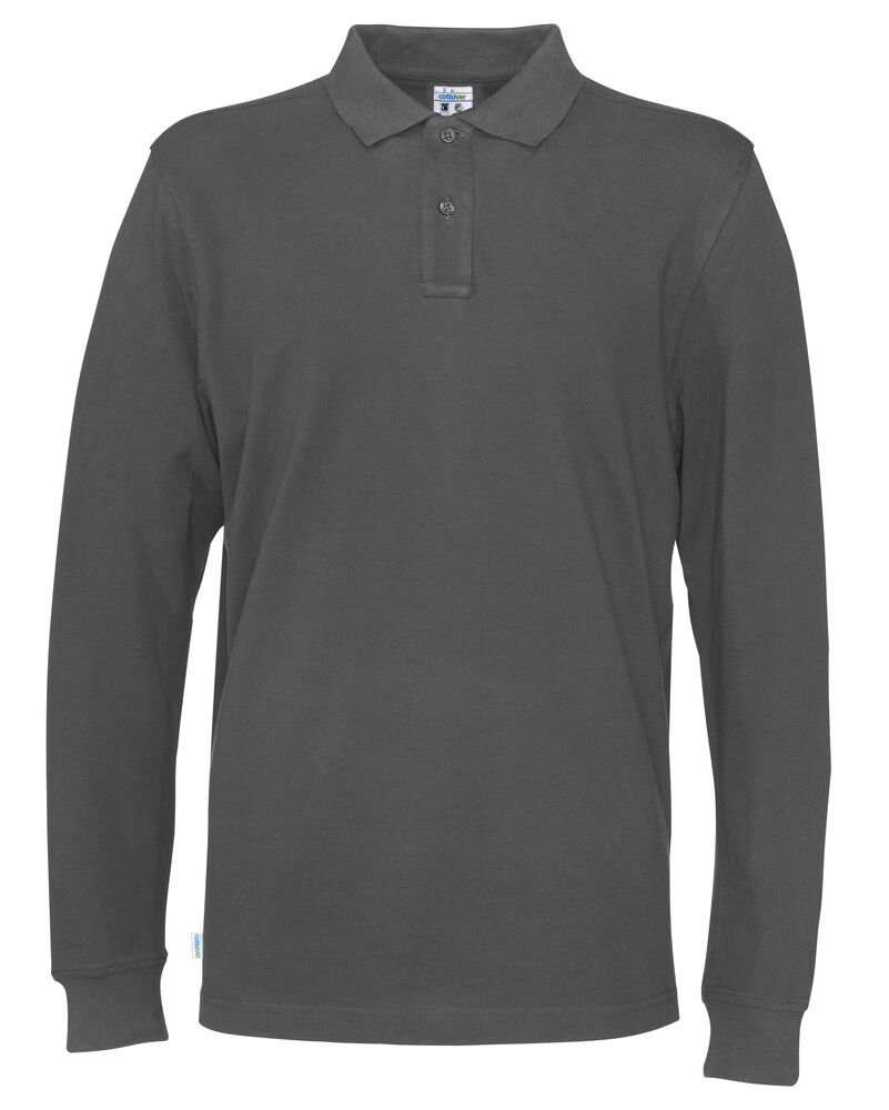 POLO PIQUE LONG SLEEVE MAN - GOTS GECERTIFICEERD — Antraciet