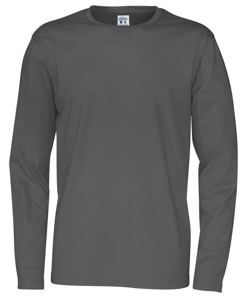 T-SHIRT LONG SLEEVE MAN - GOTS GECERTIFICEERD — Antraciet