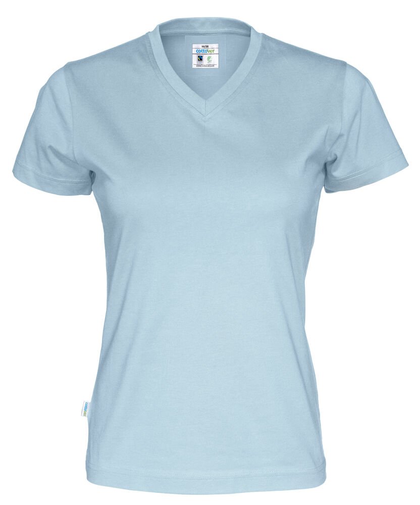 T-SHIRT V-NECK LADY - GOTS GECERTIFICEERD — Hemelsblauw