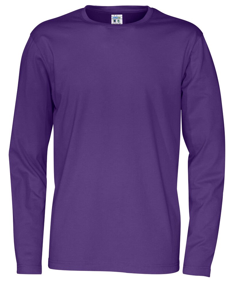 T-SHIRT LONG SLEEVE MAN - GOTS GECERTIFICEERD — Paars