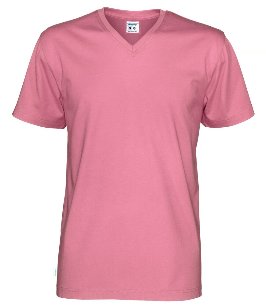 T-SHIRT V-NECK MAN - GOTS GECERTIFICEERD — Roze