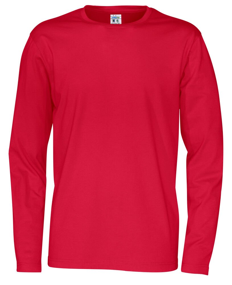 T-SHIRT LONG SLEEVE MAN - GOTS GECERTIFICEERD — Rood