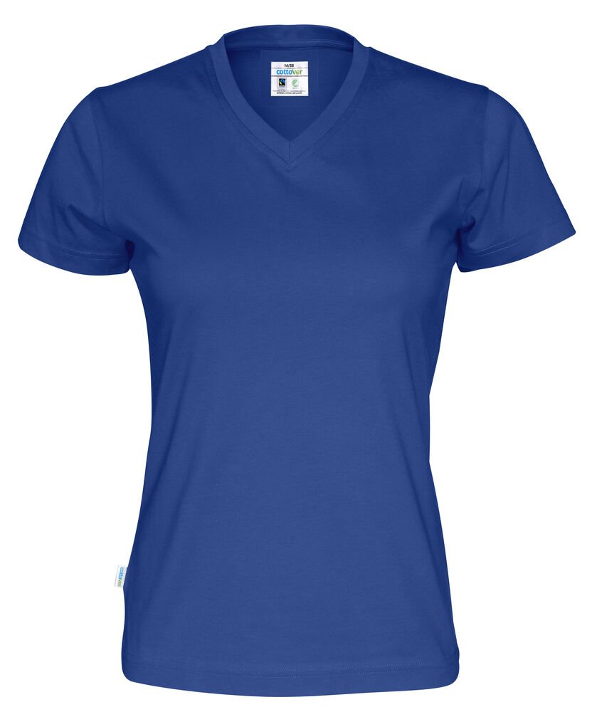 T-SHIRT V-NECK LADY - GOTS GECERTIFICEERD — Koninklijk Blauw