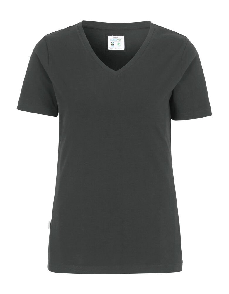 STRETCH V-NECK LADY - GOTS GECERTIFICEERD — Antracite