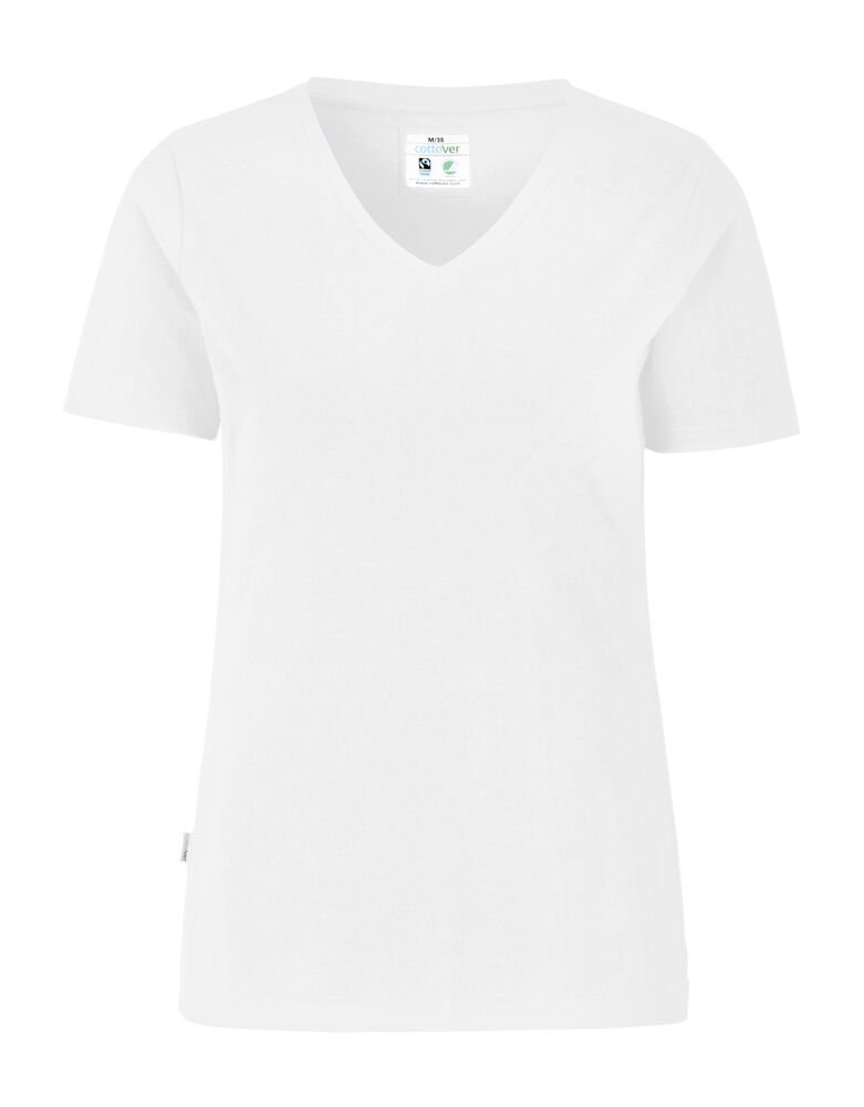 STRETCH V-NECK LADY - GOTS GECERTIFICEERD — Wit