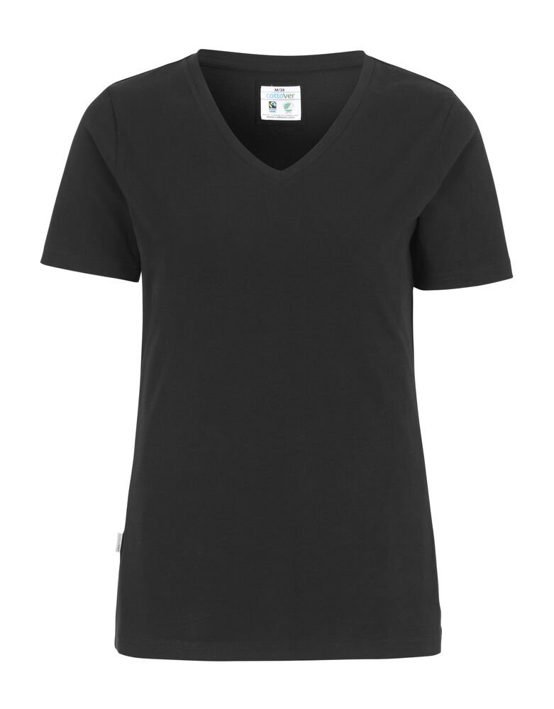 STRETCH V-NECK LADY - GOTS GECERTIFICEERD — Zwart