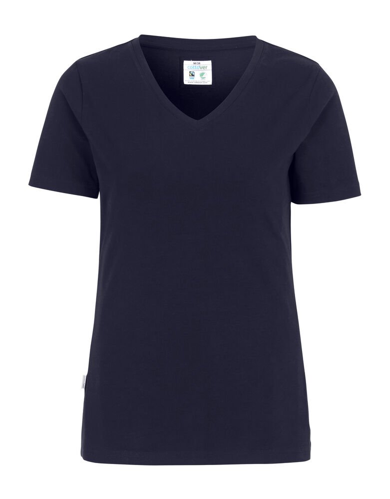 STRETCH V-NECK LADY - GOTS GECERTIFICEERD — Marine