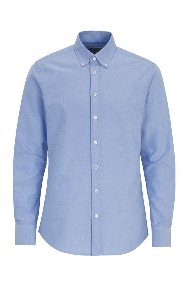 Hemd Oxford Slim Fit Heren Gots Gecertificeerd — Lichtblauw