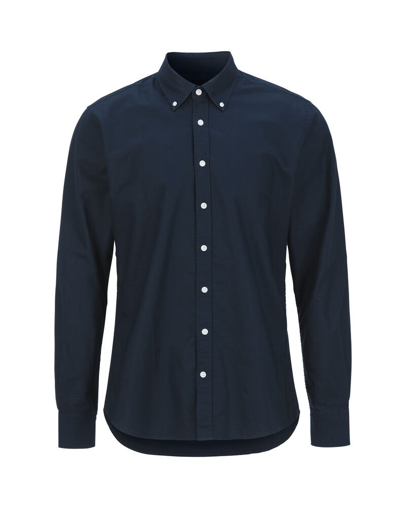 Hemd Oxford Slim Fit Heren Gots Gecertificeerd — Marine