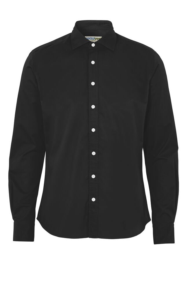 SHIRT TWILL SLIM FIT MAN - GOTS GECERTIFICEERD — Zwart