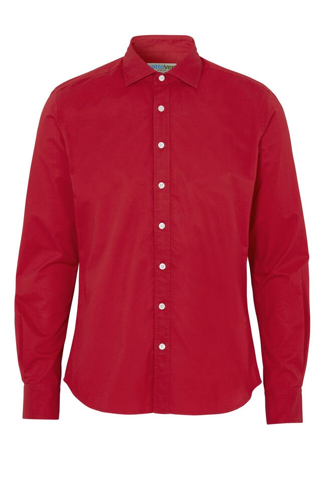 SHIRT TWILL SLIM FIT MAN - GOTS GECERTIFICEERD — Rood