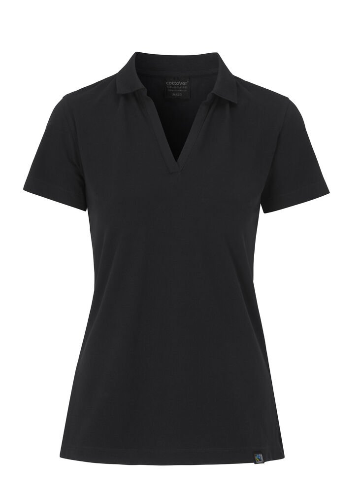 STRETCH POLO PIQUE LADY - GOTS GECERTIFICEERD — Zwart