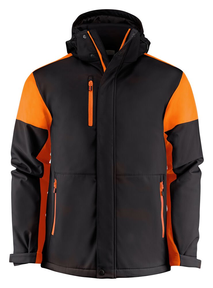 Prime Padded Softshell Jas Heren — Zwart/Oranje