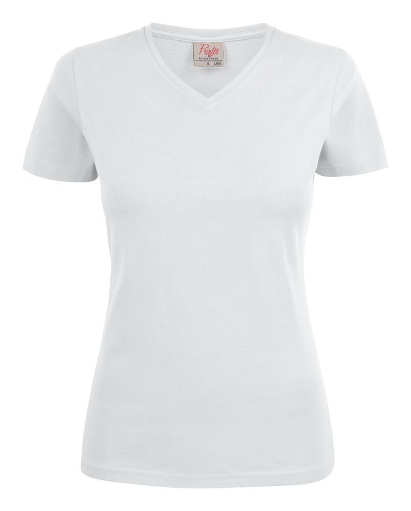 Heavy V-neck  T-Shirt Dames — Wit