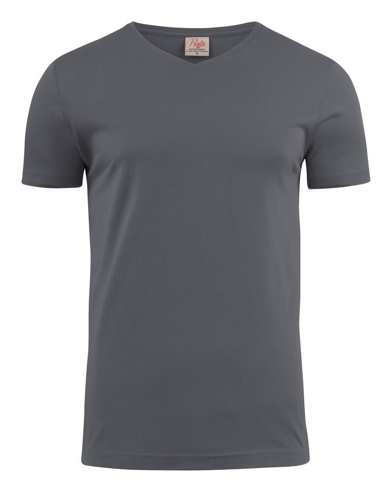 Heavy V-neck T-Shirt Heren — Staalgrijs