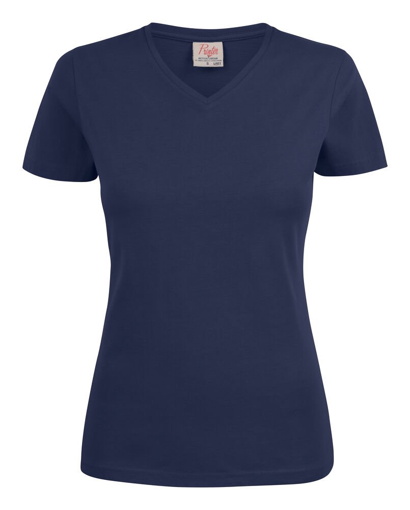 Heavy V-neck  T-Shirt Dames — Marine