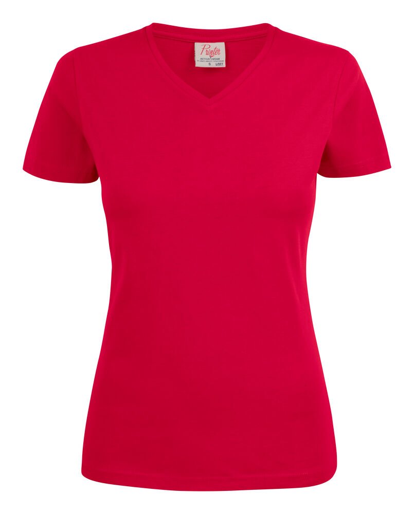 Heavy V-neck  T-Shirt Dames — Rood