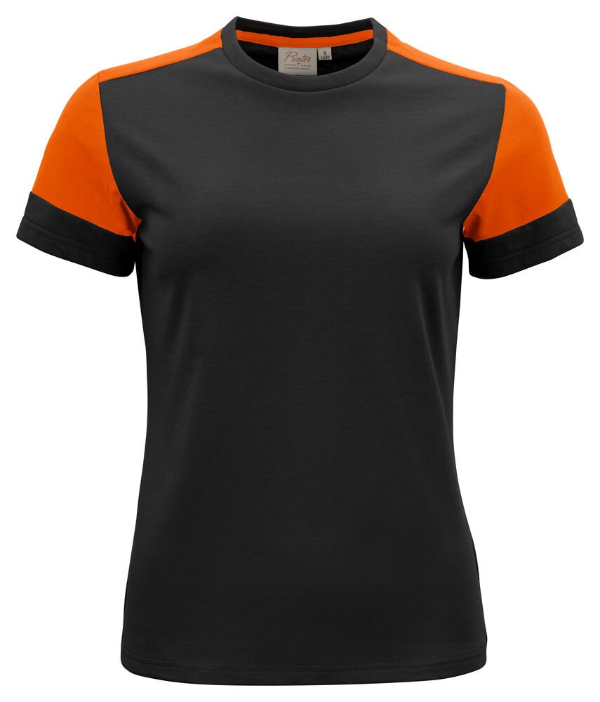 Prime T-Shirt Dames — Zwart/Oranje