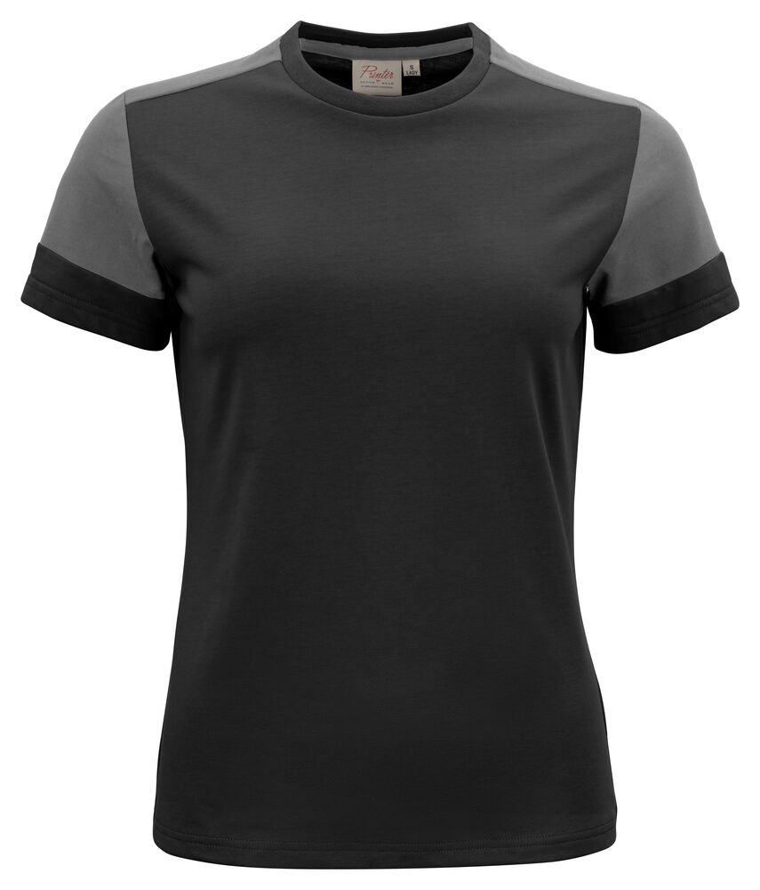 Prime T-Shirt Dames — Zwart/Staalgrijs