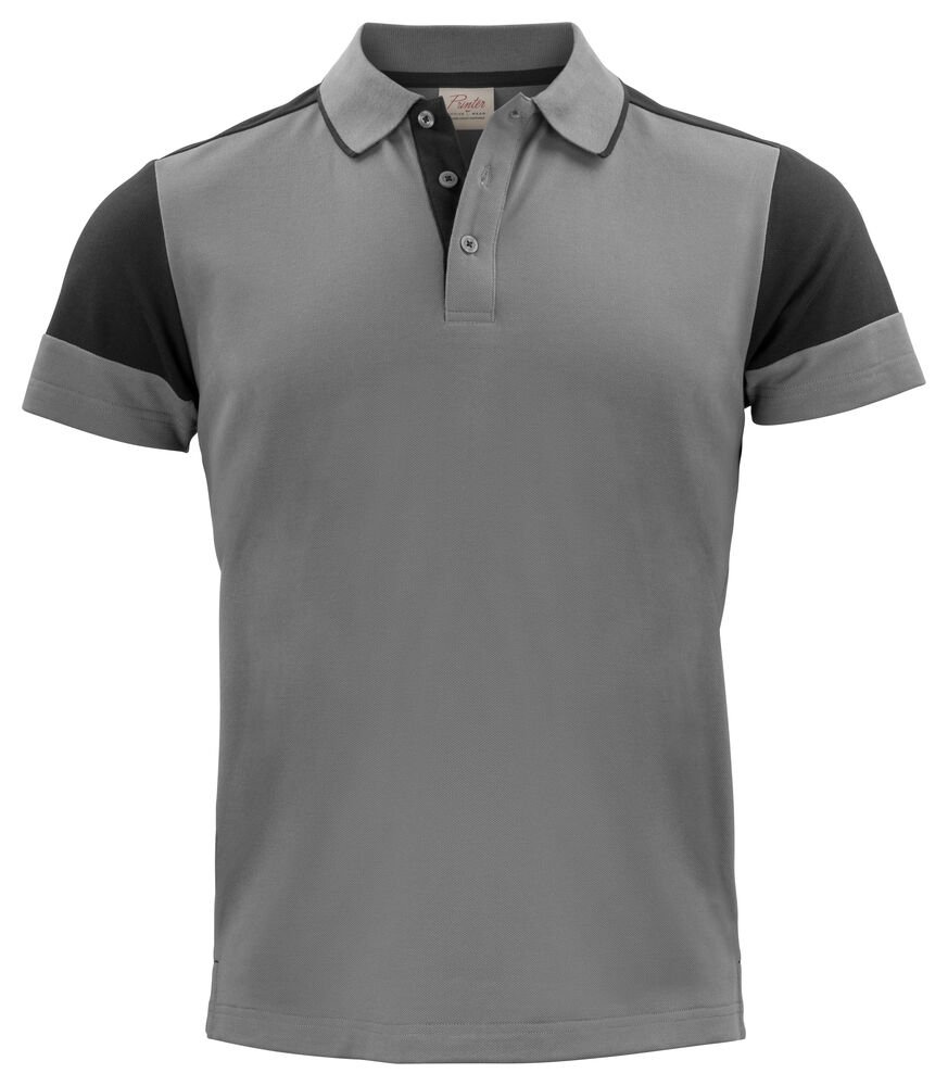 Prime Polo Heren — Staalgrijs/Zwart