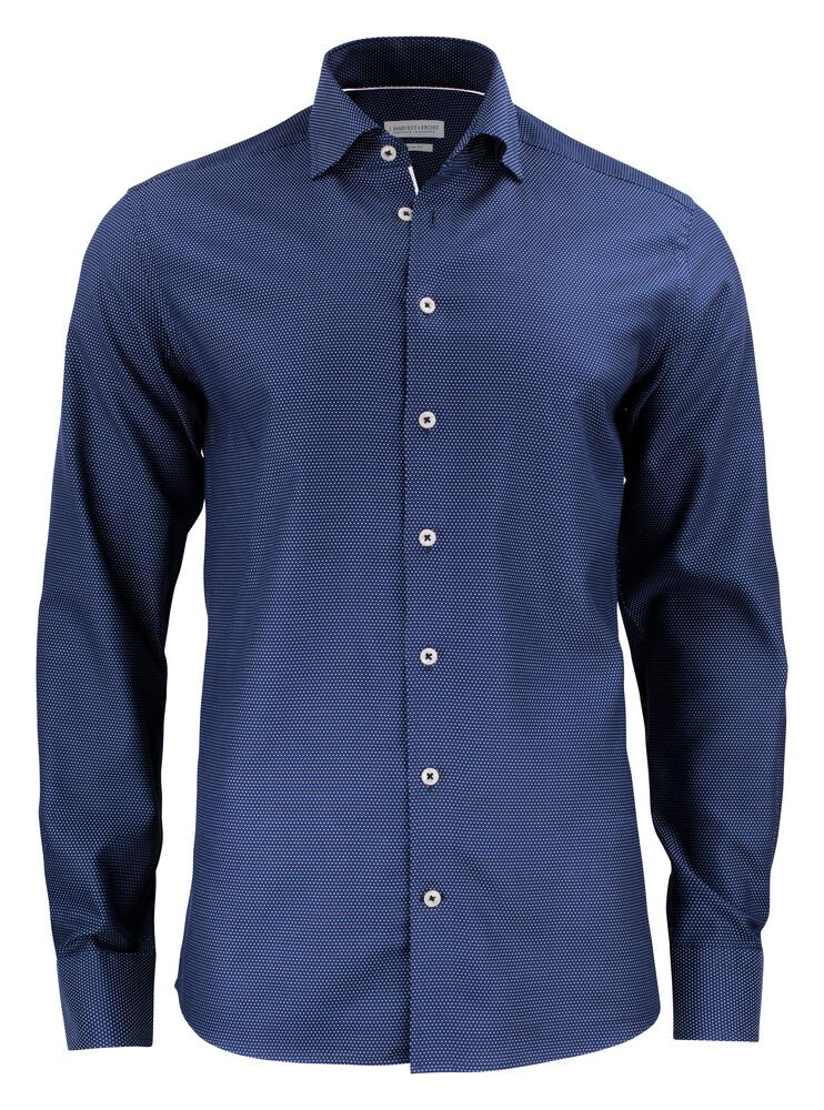 Purple Bow 49  Hemd Slim Fit Heren — Marine/Witte Stip