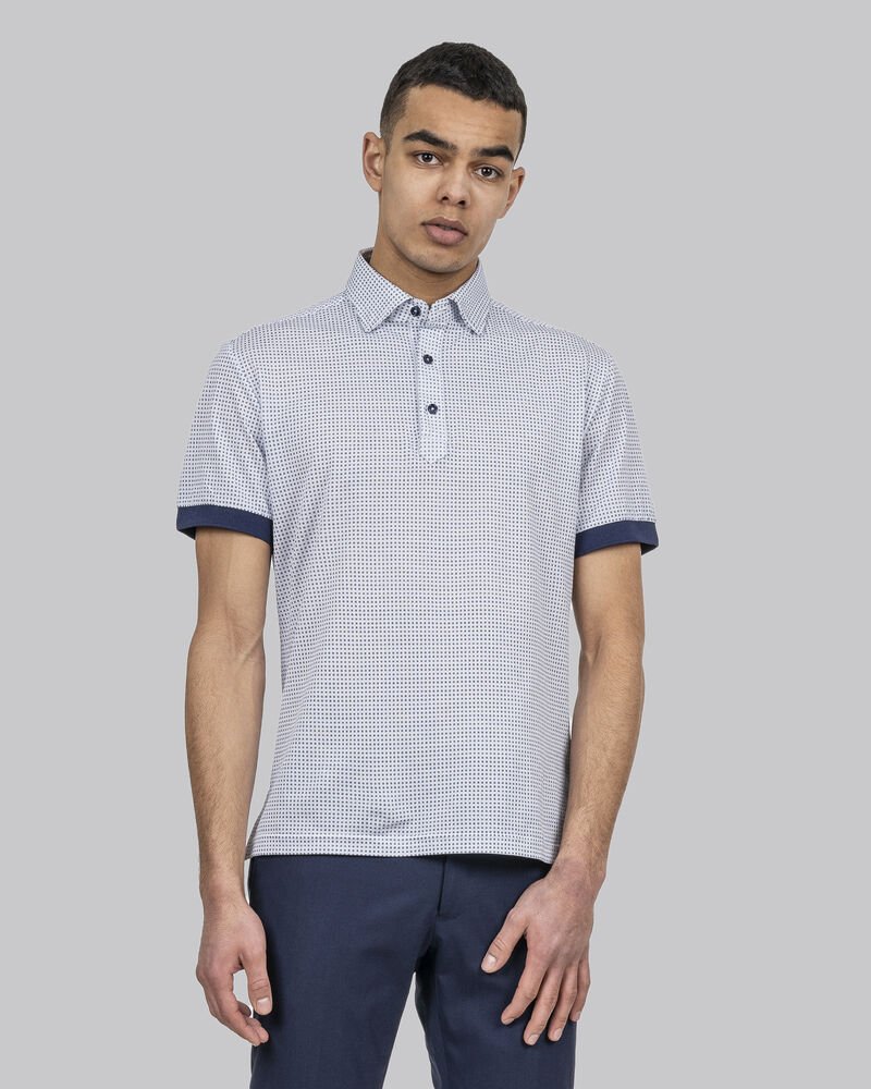 Indigo Bow 131 Polo Pique Slim Fit Heren — Hemelsblauw Print
