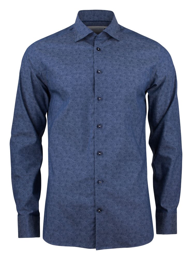 Purple Bow 143  Hemd Regular Fit Heren — Indigo Paisley Fijn Twill