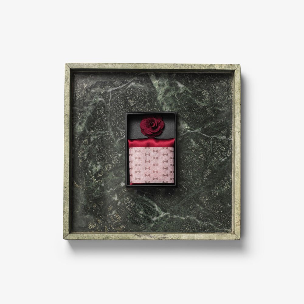 Solid Hankie & Lapel Pin With Giftbox — Rood