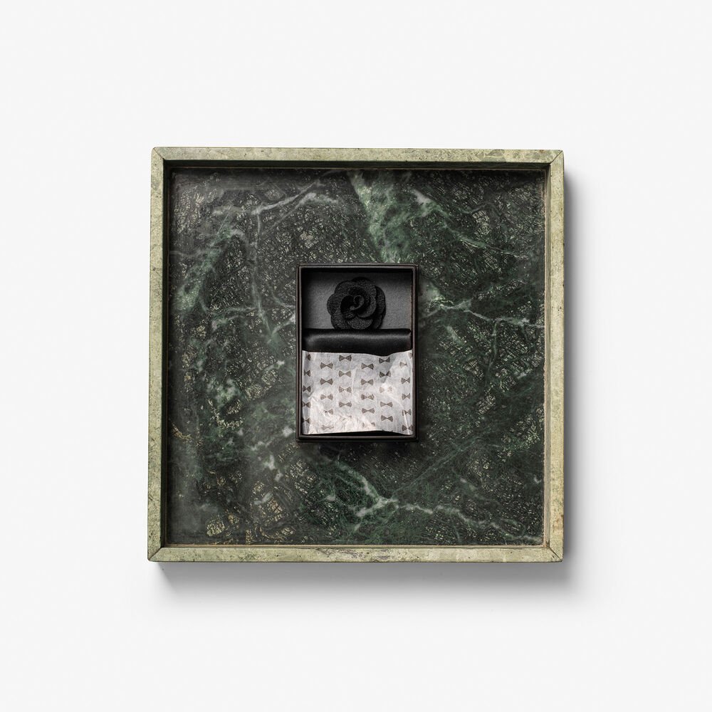 Solid Hankie & Lapel Pin With Giftbox — Zwart